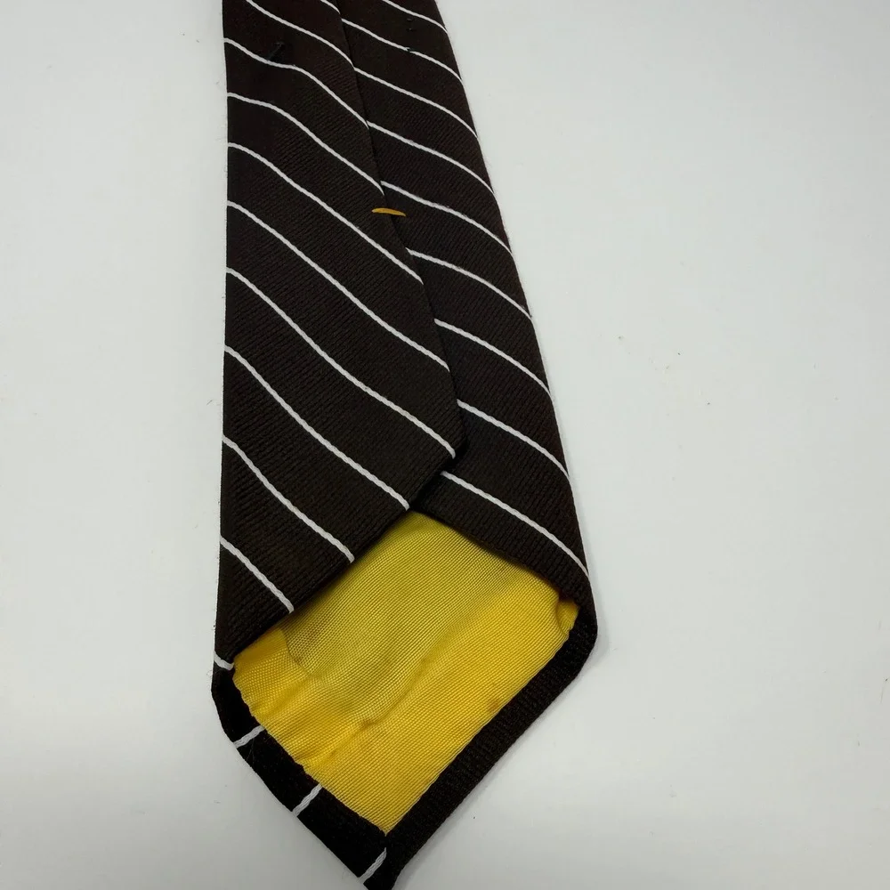 Resisto Mens Vintage Brown White Striped Necktie Classic Business Formal Tie